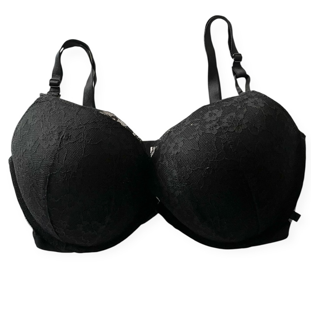 Victoria's Secret Lace Push Up Underwire Bra Women 36DDD Black Adjustable Padded